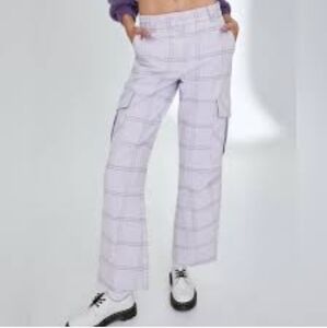 Aritzia Sunday Best Purple Plaid Flannel Cargo Pants